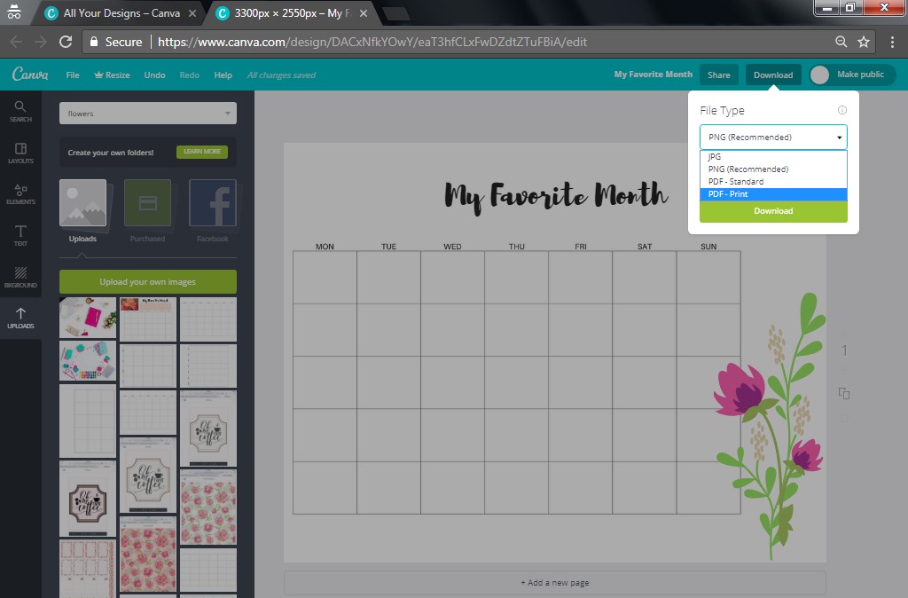 How To Make A Calendar Or Planner Using Canva - Printables And Inspirations