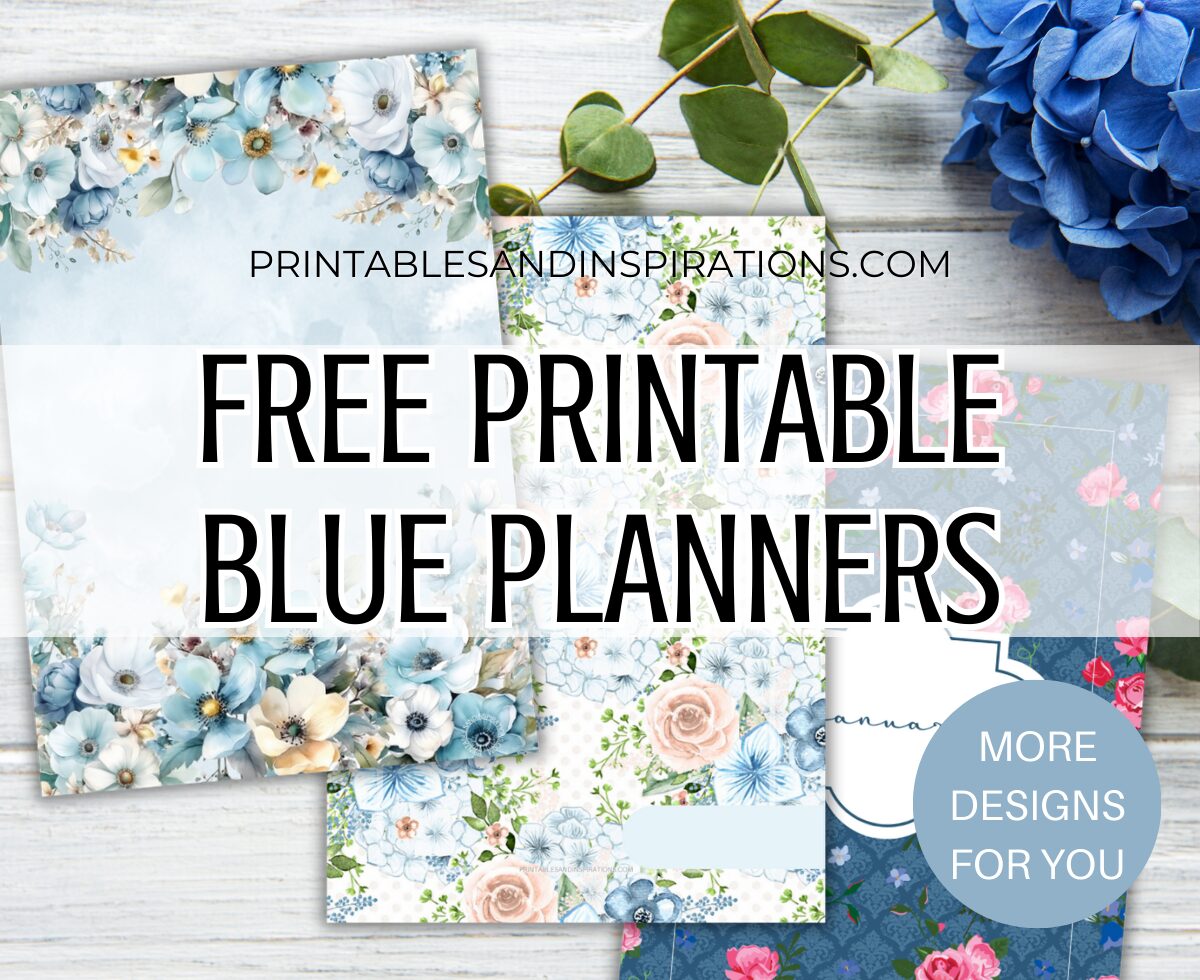 Free printable blue planner template - bullet journal printable blue floral theme #bulletjournal #planneraddict #printablesandinspirations #freeprintable