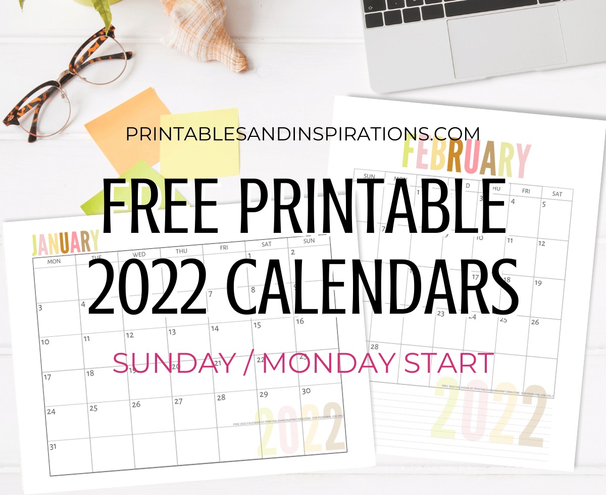 Get Free Printable Monthly Calendar 2022 Pics