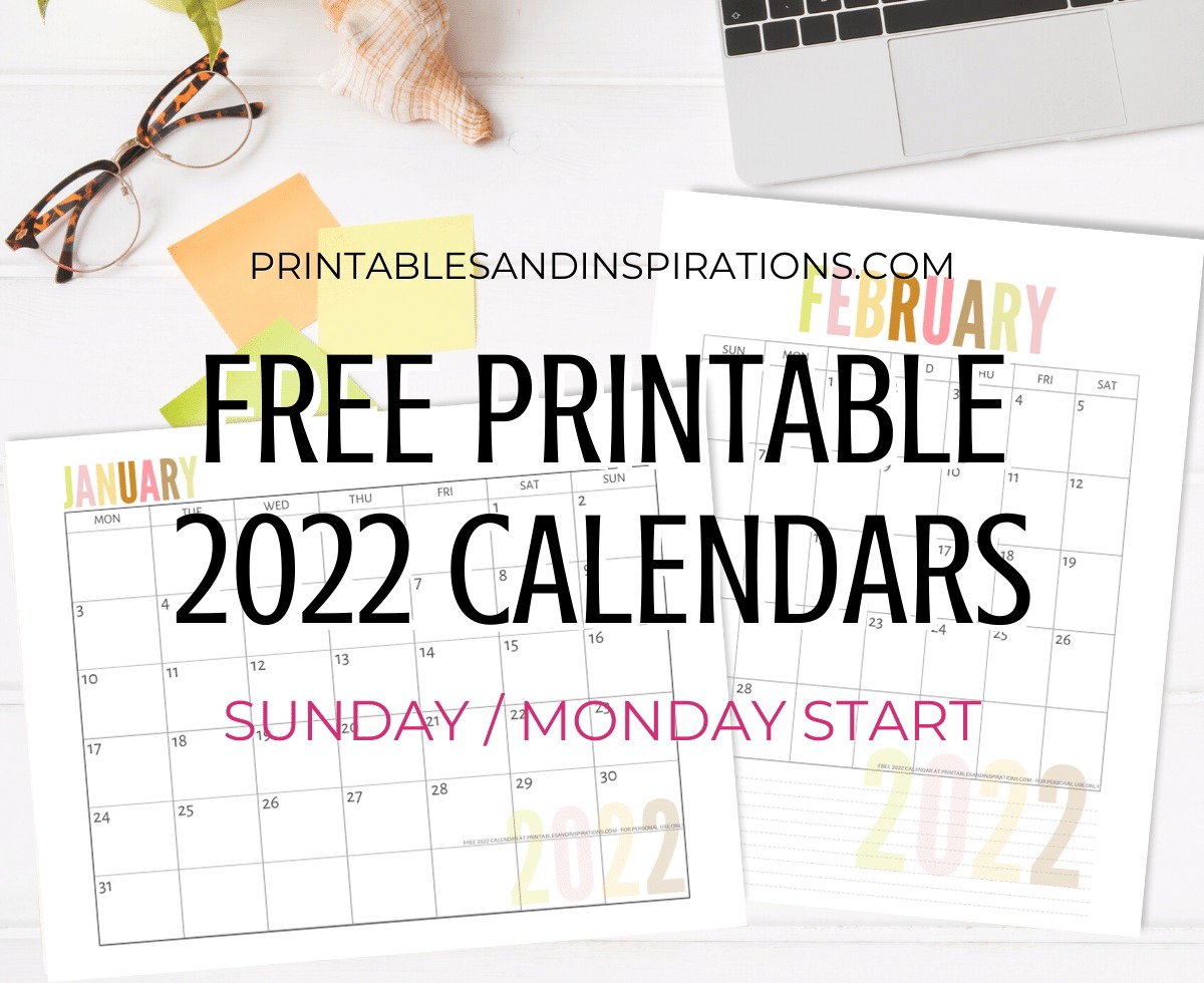 list of free printable 2022 calendar pdf printables and