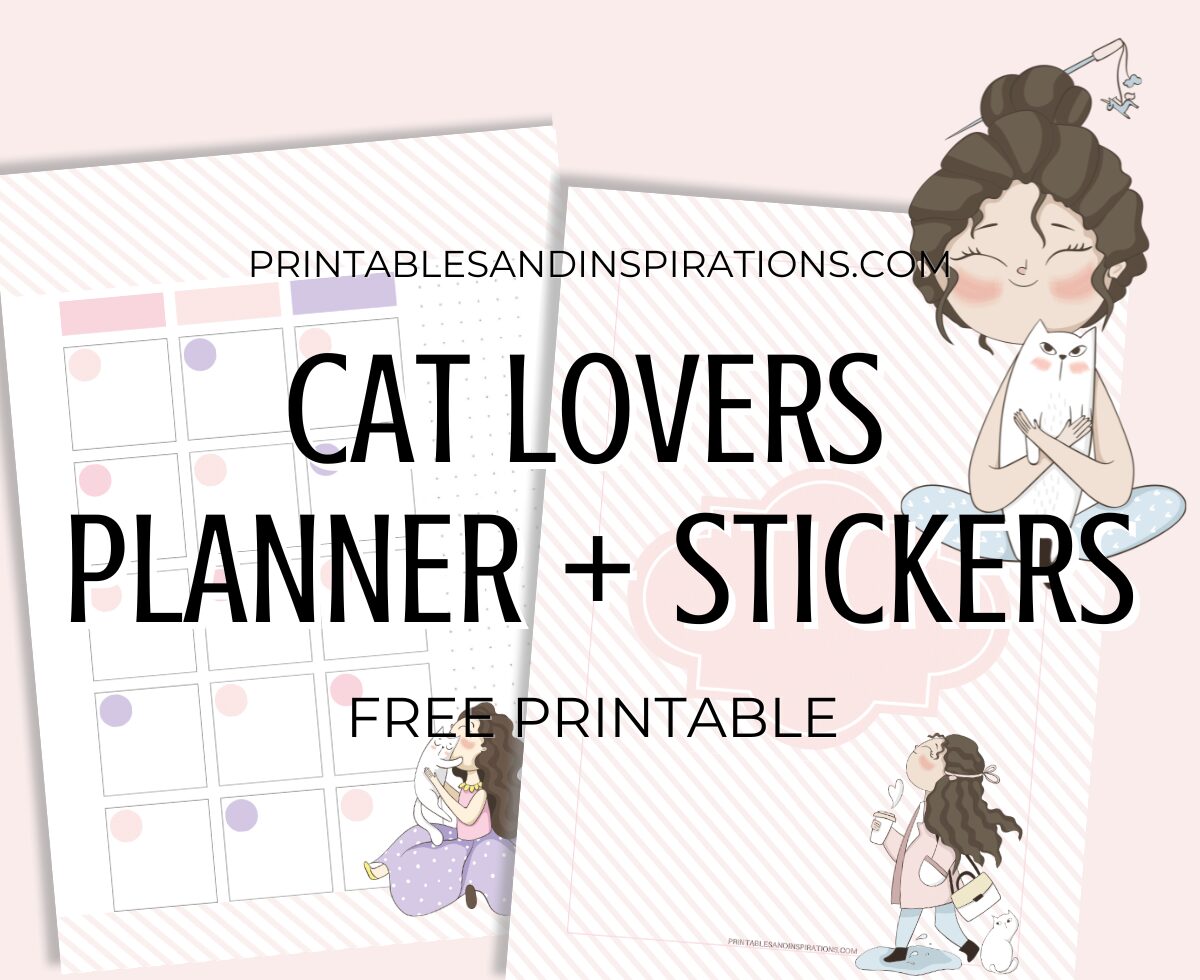 Cat Lovers Printable Planner And Stickers - Cat Lovers Bullet Journal Pages #catlover #printablesandinspirations #freeprintable