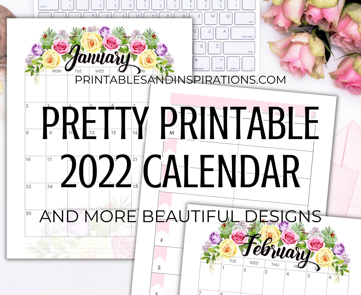 Free Printable Pretty Roses Calendar For 2022 - Printables And Inspirations