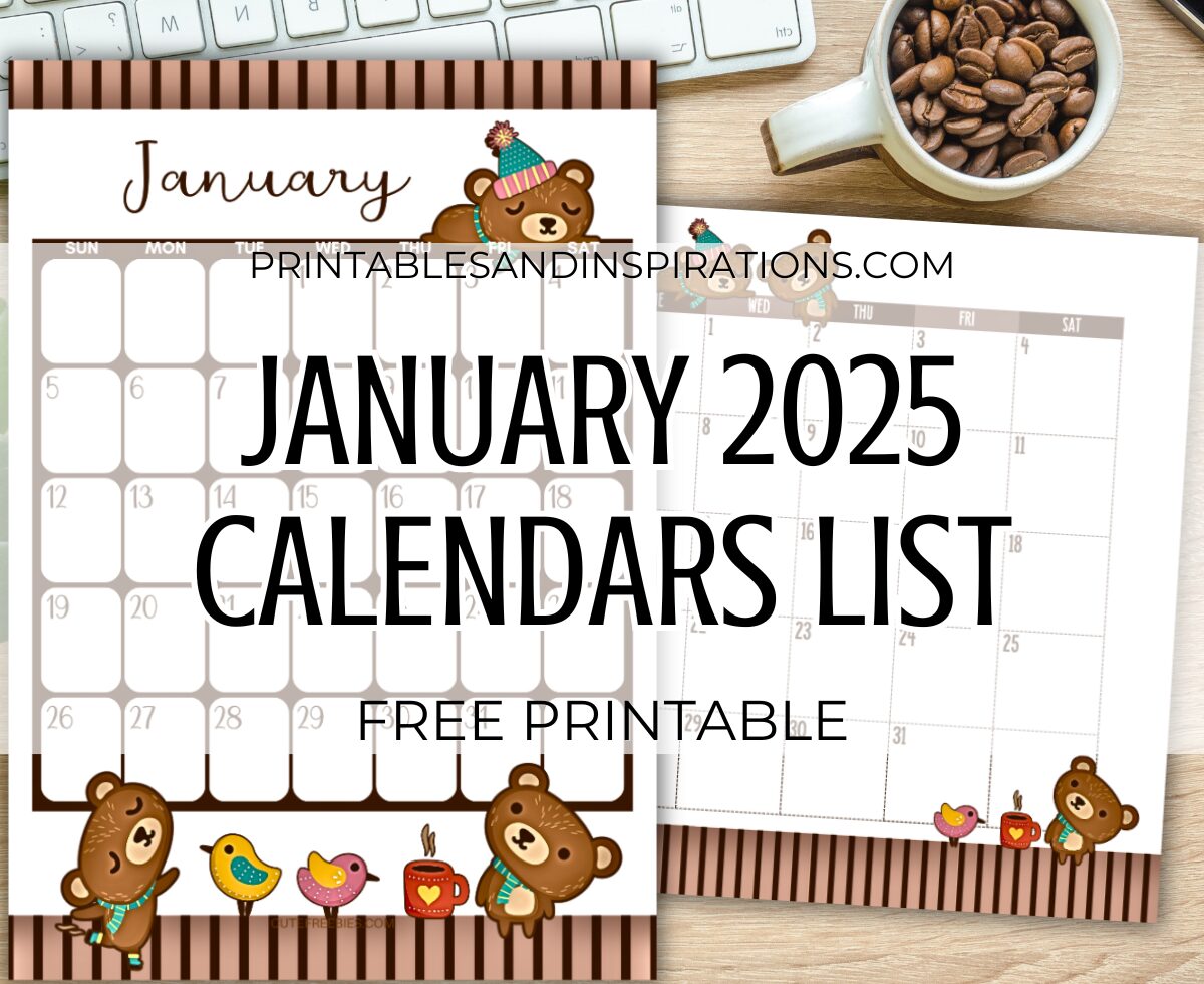 JANUARY 2025 calendar free printable monthly planner - You may also download the complete 2025 calendar PDF #printablesandinspirations #freeprintable