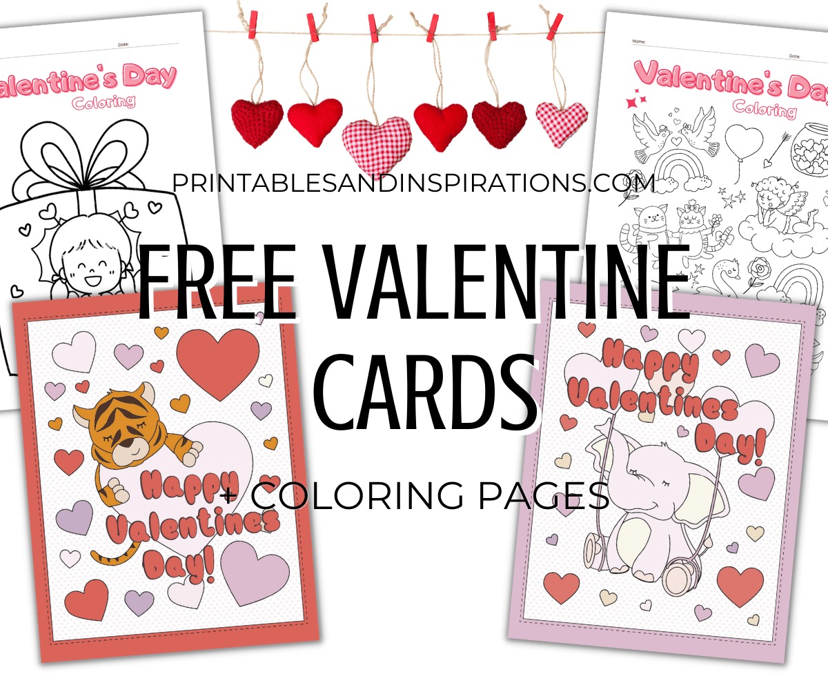 Free Printable Valentines Day Cards + Coloring Pages Printables and