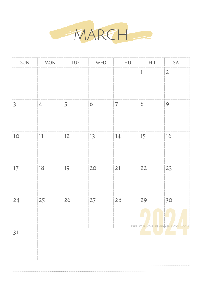 Beautiful March 2024 Calendars Free Printable - Printables And Inspirations