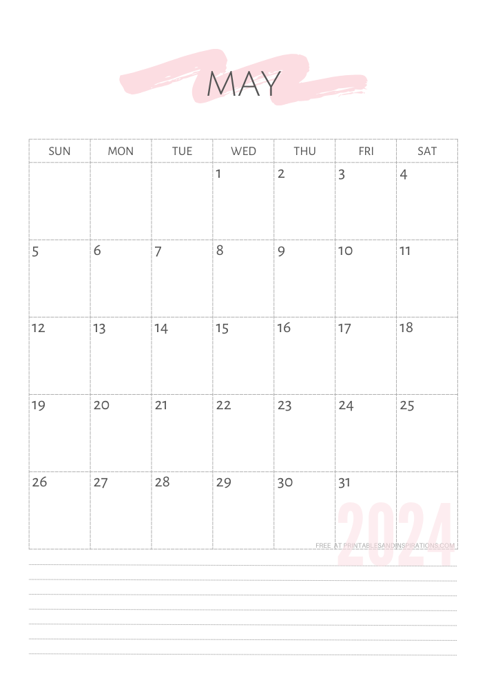 Beautiful May 2024 Calendars Free Printable - Printables and Inspirations