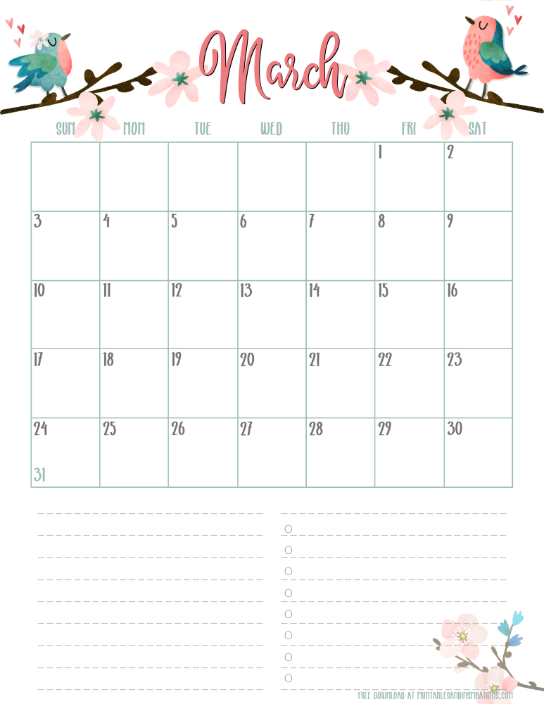 Beautiful March 2024 Calendars Free Printable Printables and Inspirations