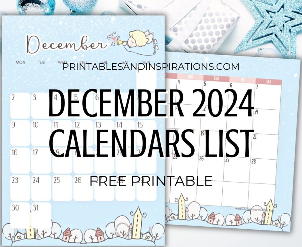 DECEMBER 2024 calendar free printable monthly planner - You may also download the complete 2024 calendar PDF #printablesandinspirations #freeprintable