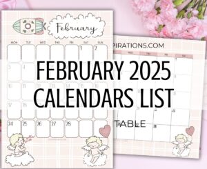 FEBRUARY 2025 calendar free printable monthly planner - You may also download the complete 2025 calendar PDF #printablesandinspirations #freeprintable