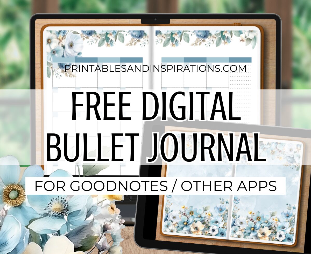 Free digital bullet journal for the month, digital planner template, digital journal for Goodnotes and other apps #digitalplanner #bulletjournal #goodnotes