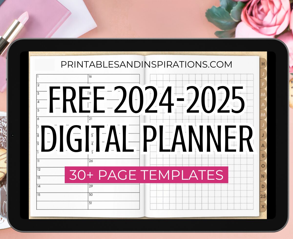 Free Digital Planner For 2024 2025 - free download digital planner for Goodnotes and other apps - #digitalplanner #iPad #digtaljournal #bulletjournal #goodnotes