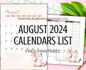 Cute AUGUST 2024 calendar with cat - free printable monthly planner calendar for AUGUST 2024 #freeprintable #printablesandinspirations #2024calendar
