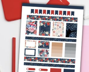 Red white and blue planner stickers - Free Printable- Erin Condren planner stickers #july #printablesandinspirations #plannerstickers