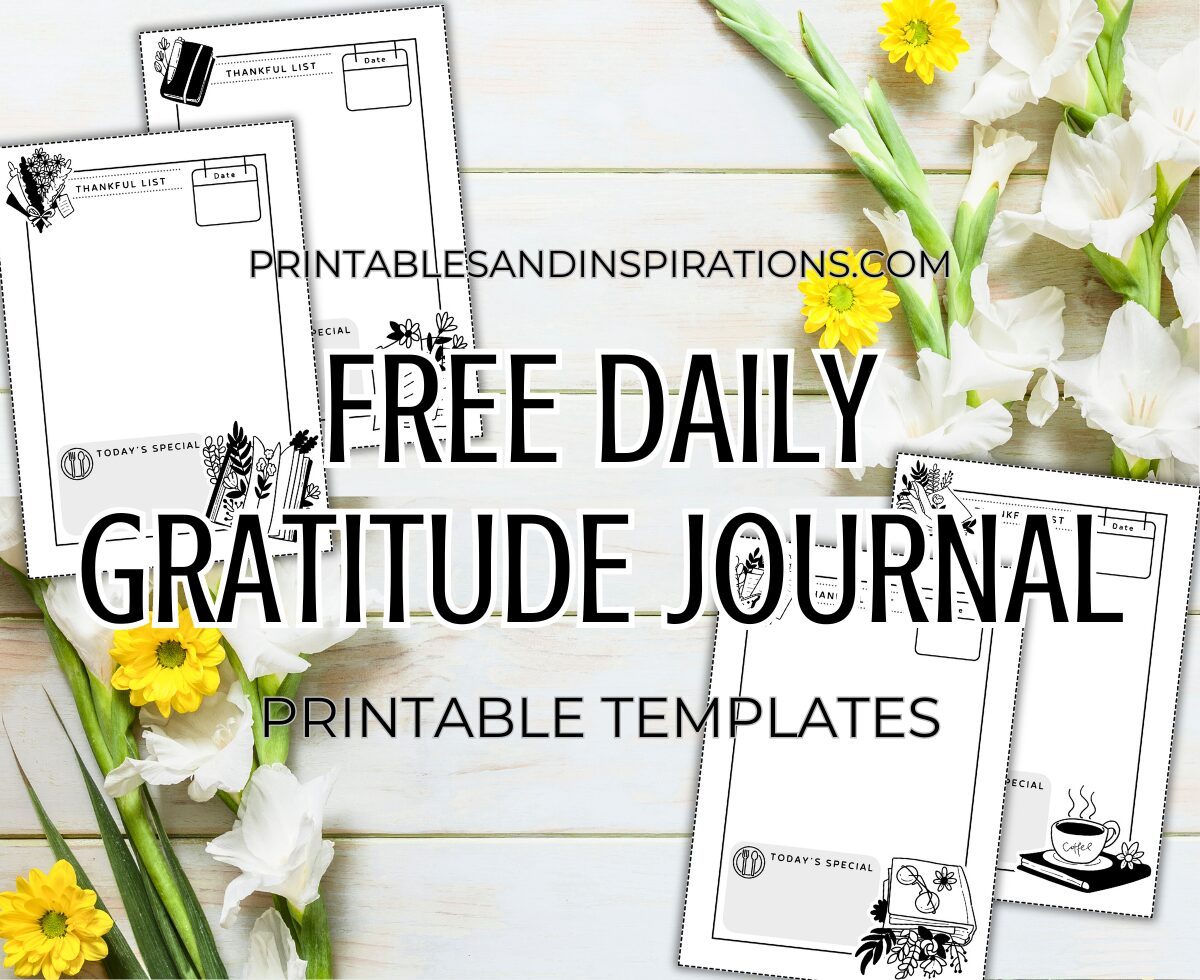 Free Daily Gratitude Journal Printable - daily gratitude journal template PDF and gratitude stickers for bullet journal, digital stickers for gratitude journal #gratitudejournal #thankful #grateful #cutefreebiesforyou