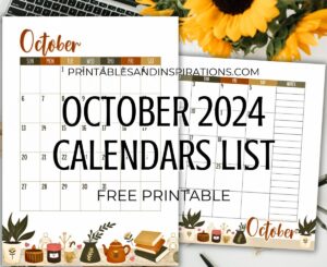 Cute OCTOBER 2024 planner cozy theme - free printable autumn calendar for OCTOBER 2024 #freeprintable #printablesandinspirations #2024calendar