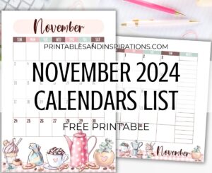 Cute NOVEMBER 2024 planner coffee theme - free printable cute calendar for NOVEMBER 2024 #freeprintable #printablesandinspirations #2024calendar