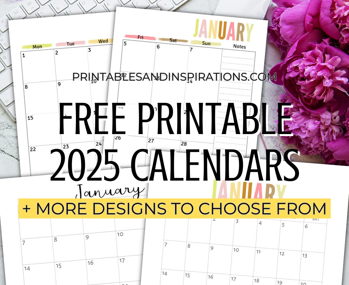 2025 monthly calendar PDF free printable - monthly 2025 calendar planner #printablesandinspirations #2025calendar #freeprintable